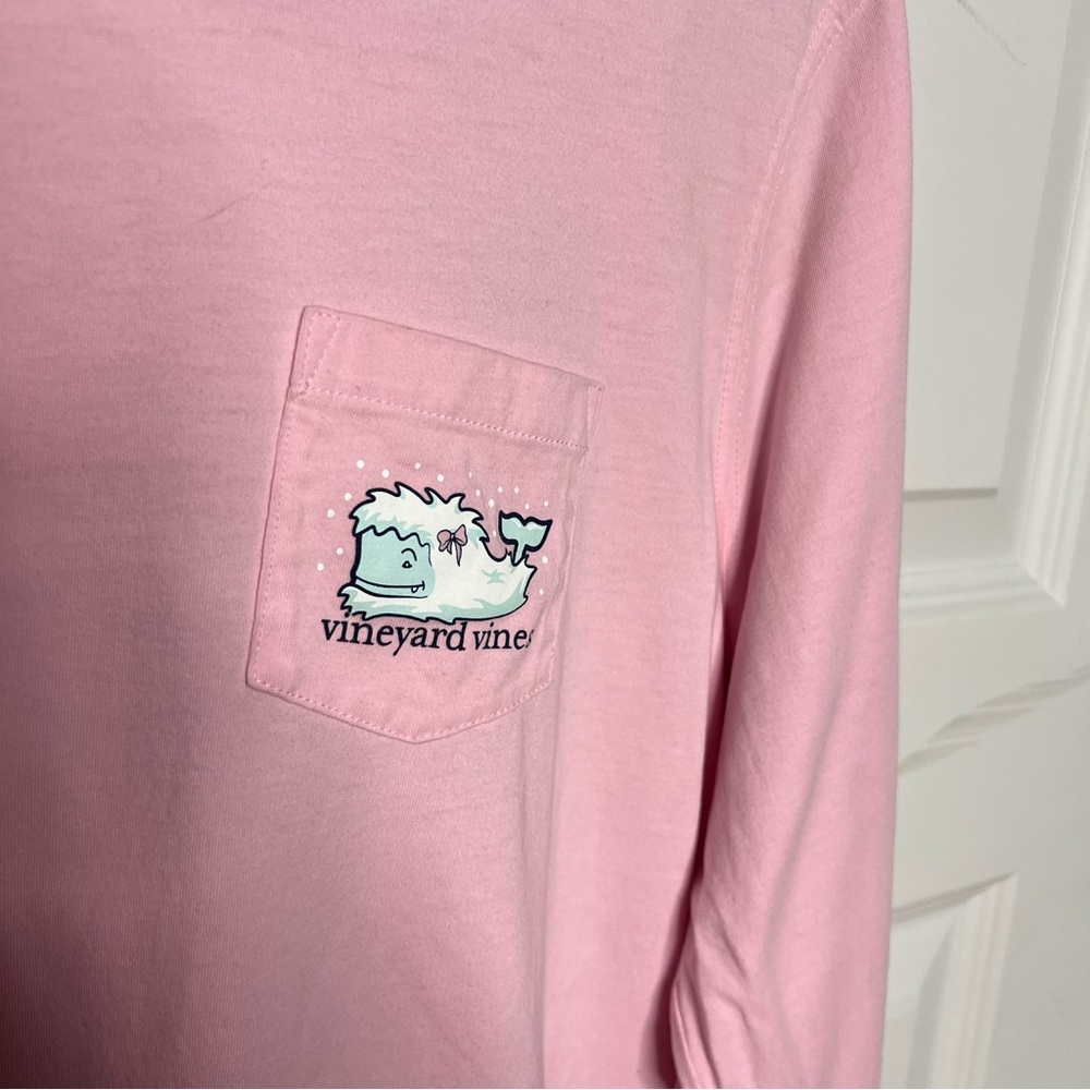 Vineyard Vines Women’s Pink Long Sleeve Pocket Tee Whale Logo Size L - Picture 2 of 5